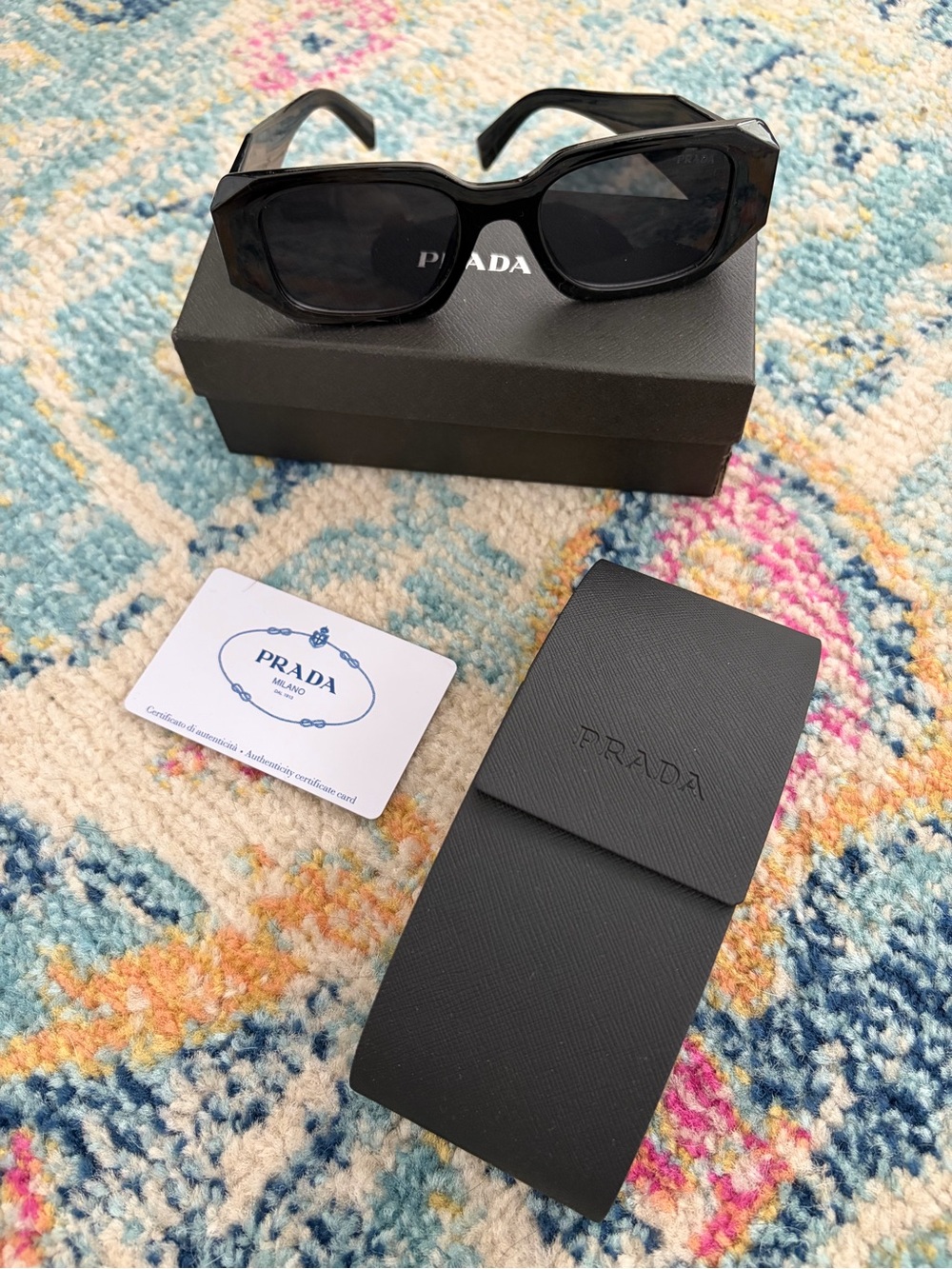 Prada Matte Black Rectangular Sunglasses - Picture 8 of 11
